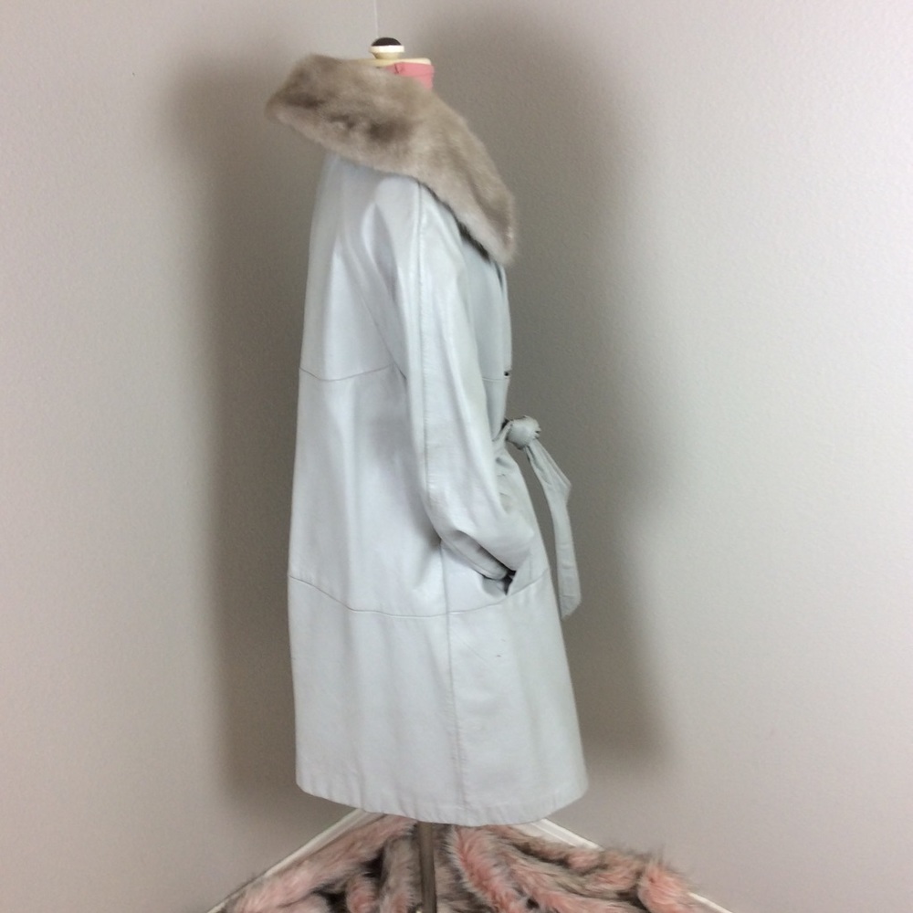 SOLD LEATHER MINK COLLAR SPYGIRL SWING TRENCH COAT - Picture 3 of 8